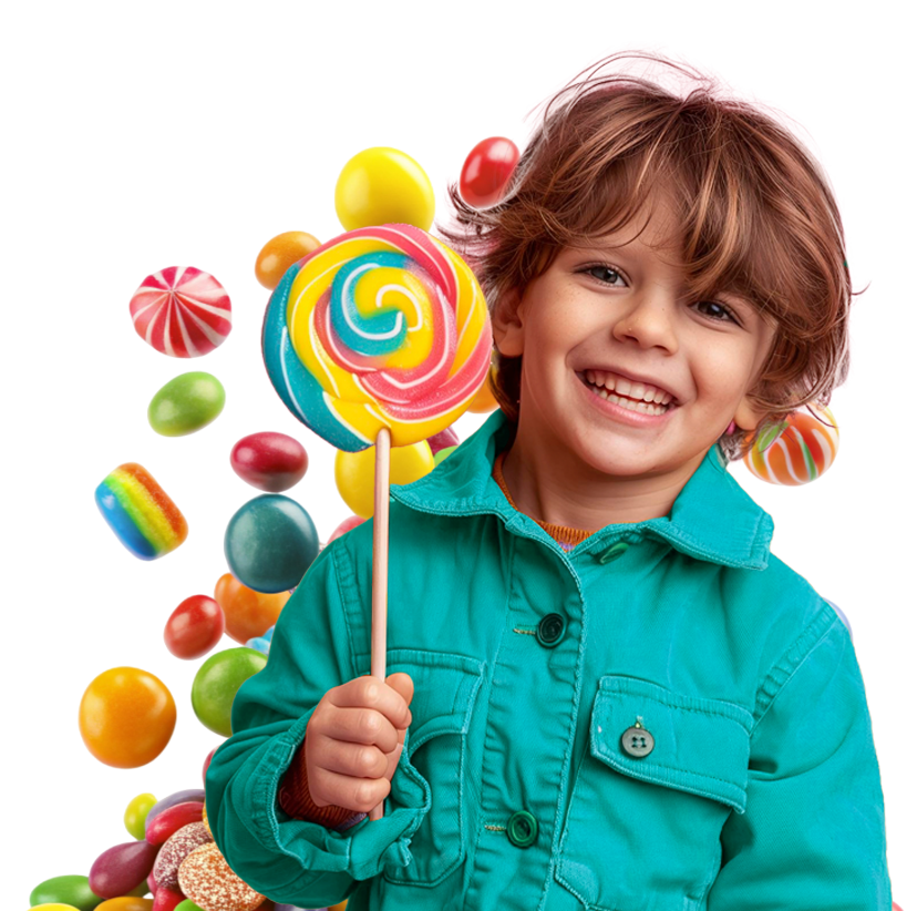Niño sosteniendo piruleta